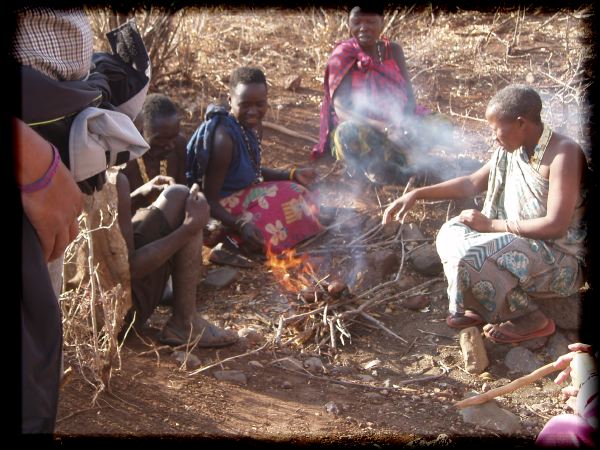 Enjoying food hunted and gathered