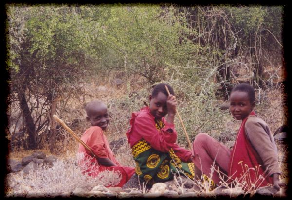 Maasai children herding, Engaruka
