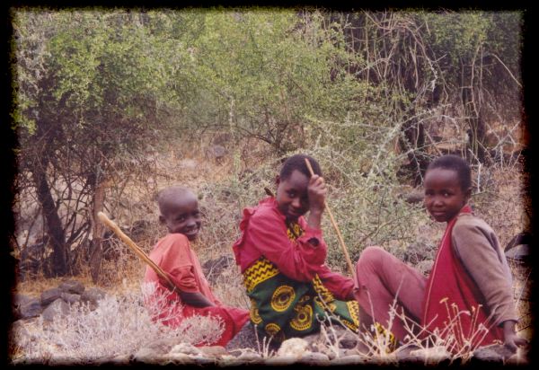 Maasai children herding, Engaruka